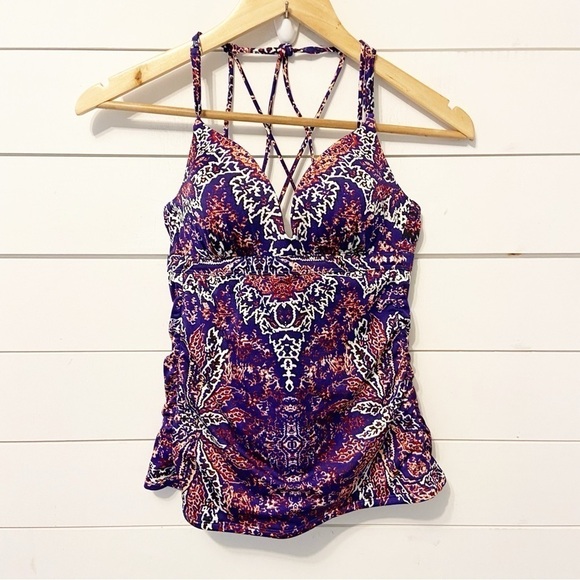 Athleta | Aqualuxe Print Molded Tankini Top ‘ONLY’  in Paradise Print Size Small - Picture 2 of 10